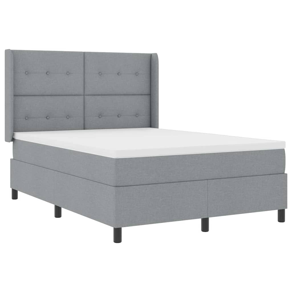 LED Boxspringbett mit Matratze Hellgrau 140 x 190 cm Stoff