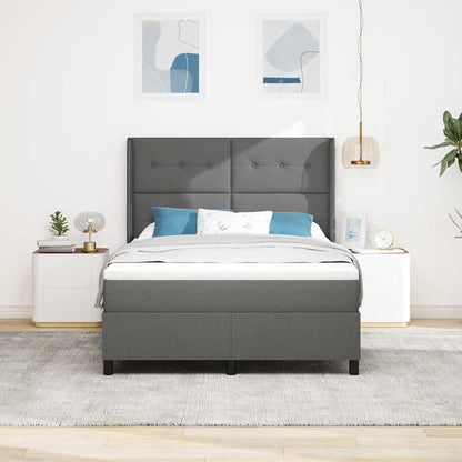 LED Boxspringbett mit Kopfteil Dunkelgrau 140 x 190 cm Stoff