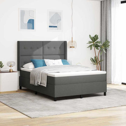 LED Boxspringbett mit Kopfteil Dunkelgrau 140 x 200 cm Stoff