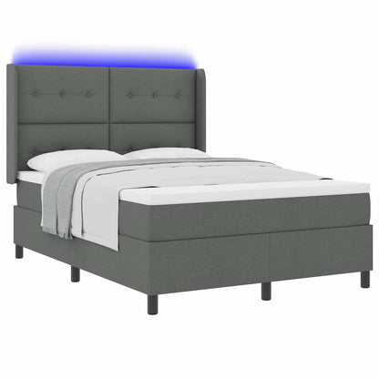 LED Boxspringbett mit Kopfteil Dunkelgrau 140 x 200 cm Stoff