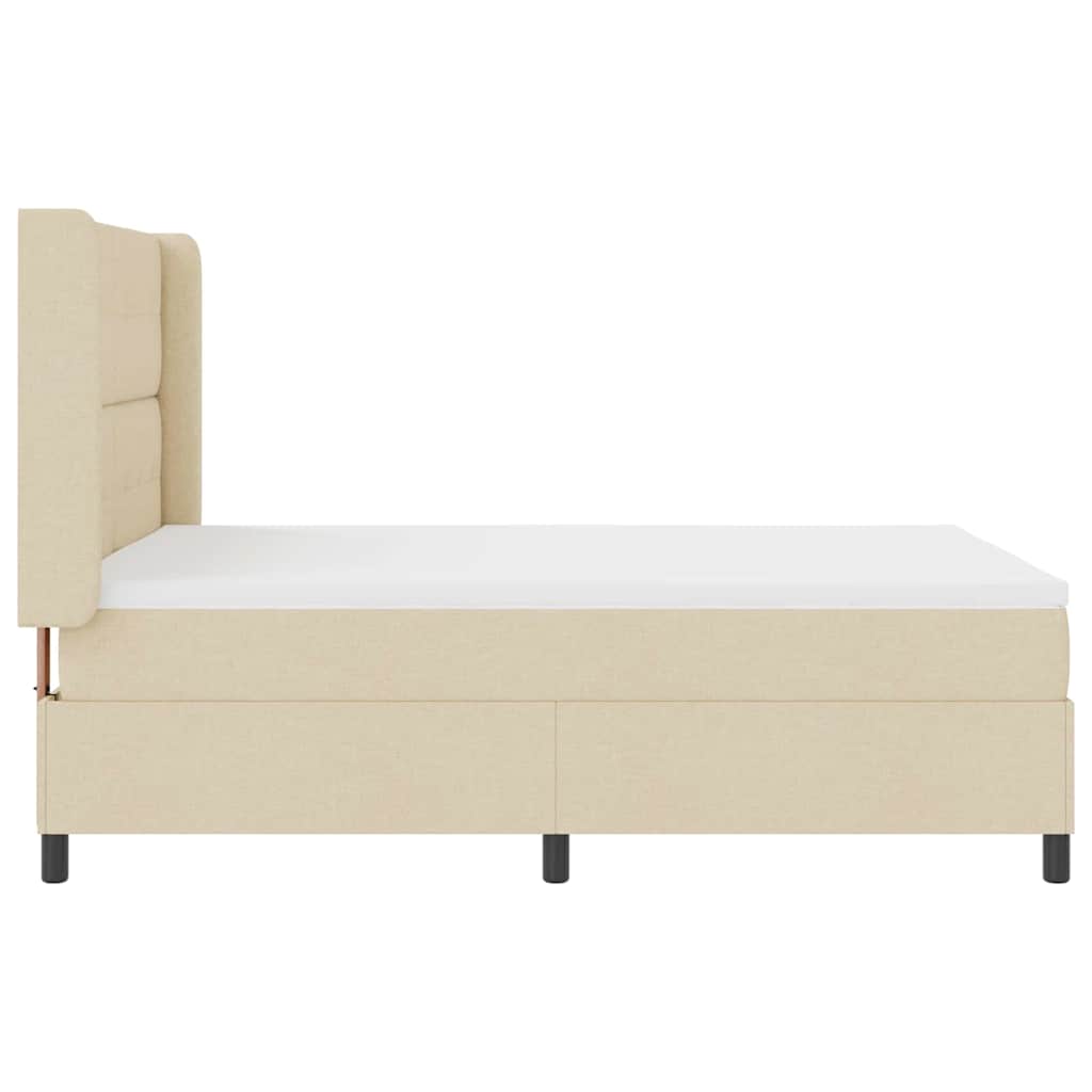 LED Boxspringbett mit Kopfteil Creme 140 x 200 cm Stoff