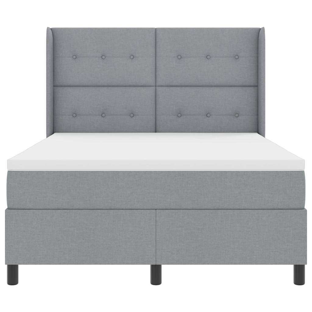 LED Boxspringbett mit Kopfteil Hellgrau 160 x 200 cm Stoff