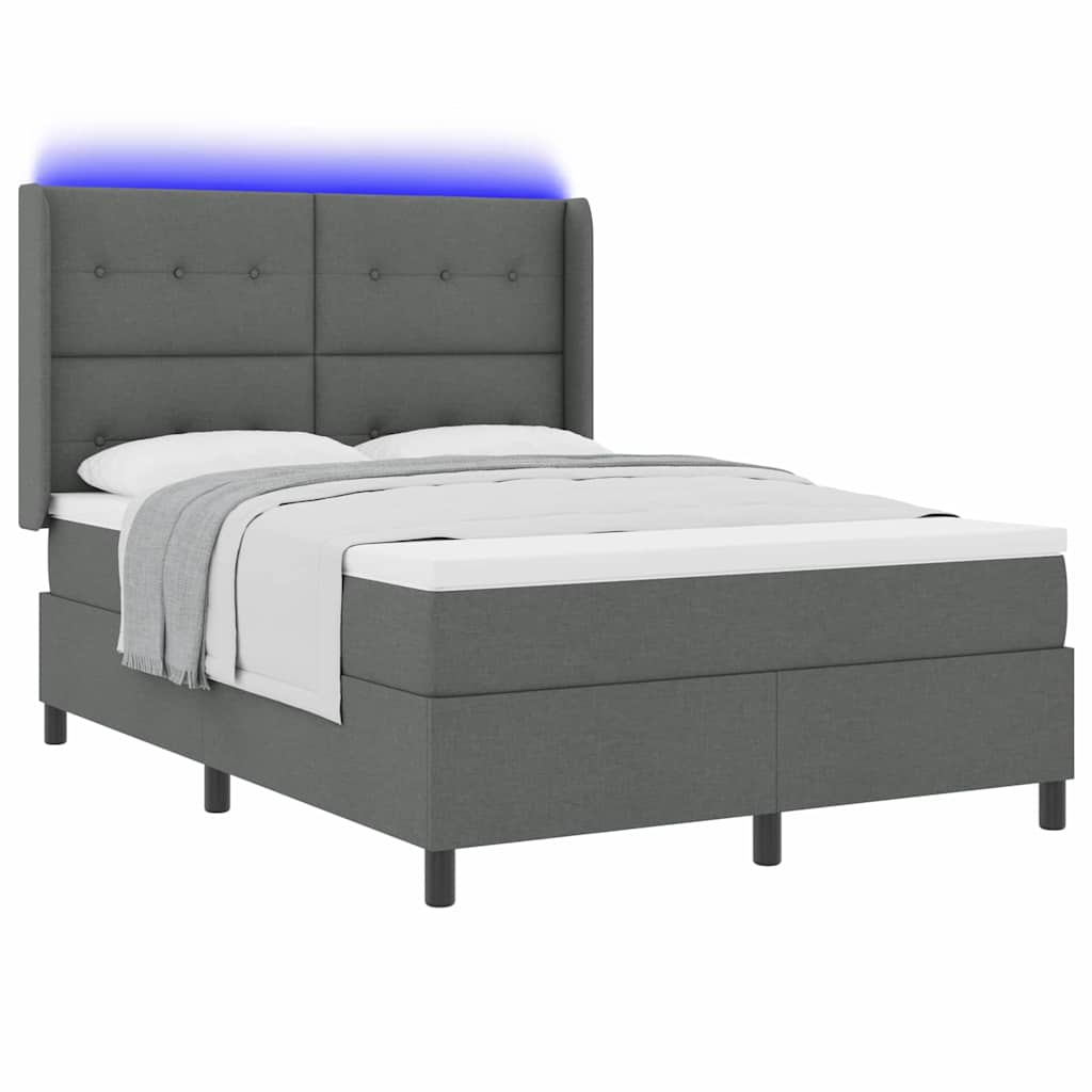 LED Boxspringbett mit Matratze Dunkelgrau 160 x 200 cm Stoff