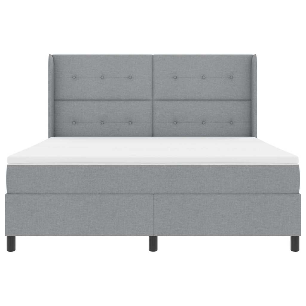 LED Boxspringbett mit Kopfteil Hellgrau 180 x 200 cm Stoff