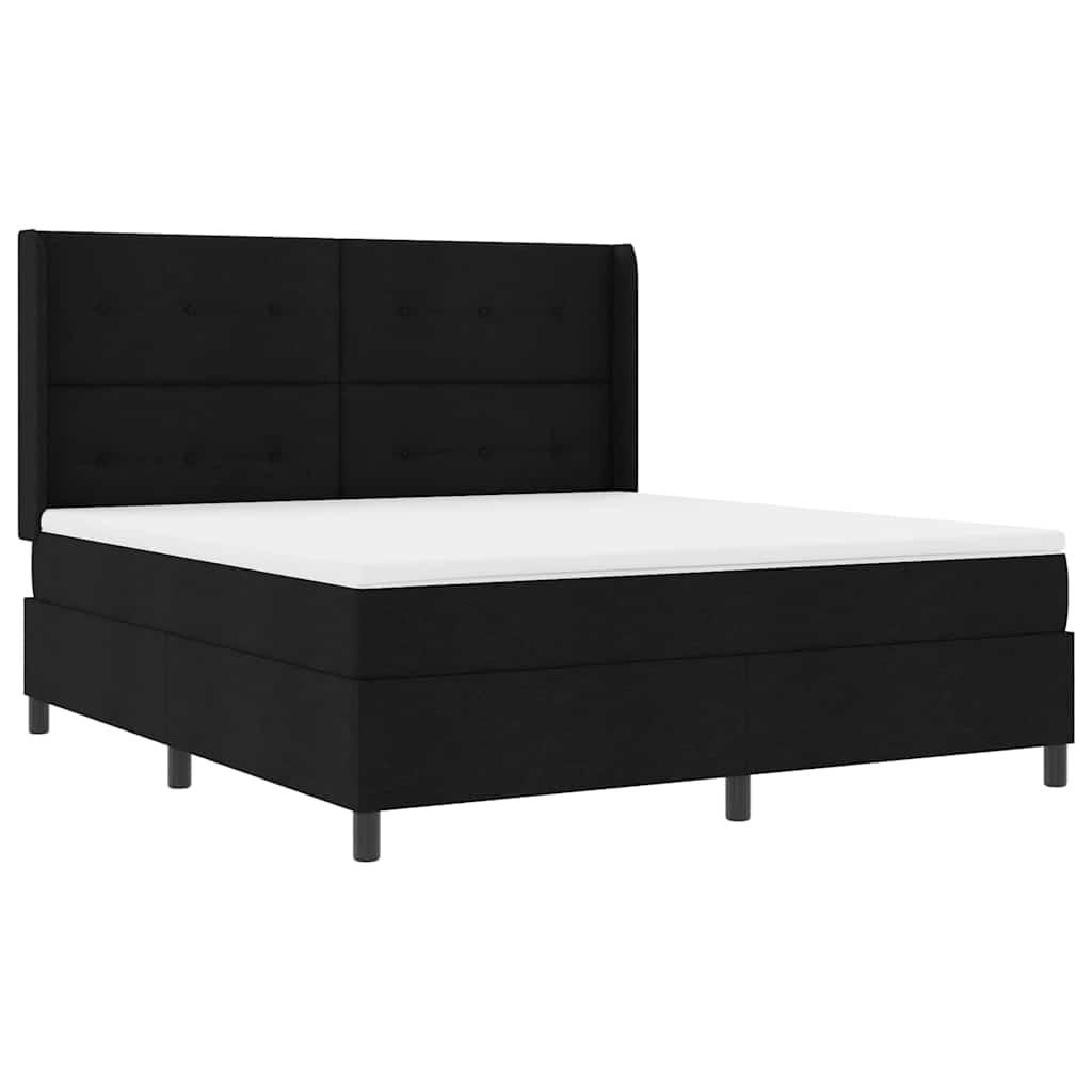 LED Boxspringbett mit Kopfteil Schwarz 180 x 200 cm Stoff