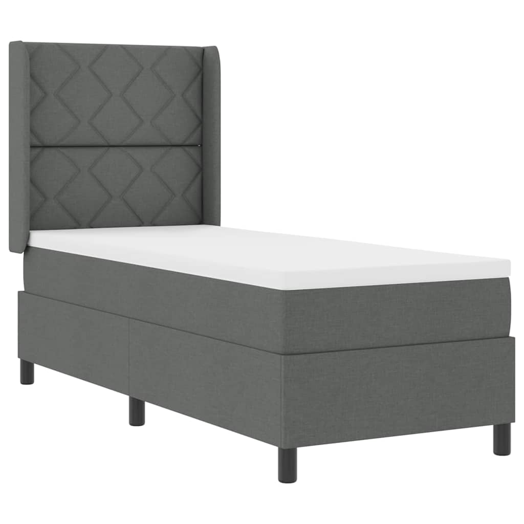 LED Boxspringbett mit Kopfteil Dunkelgrau 80 x 200 cm Stoff