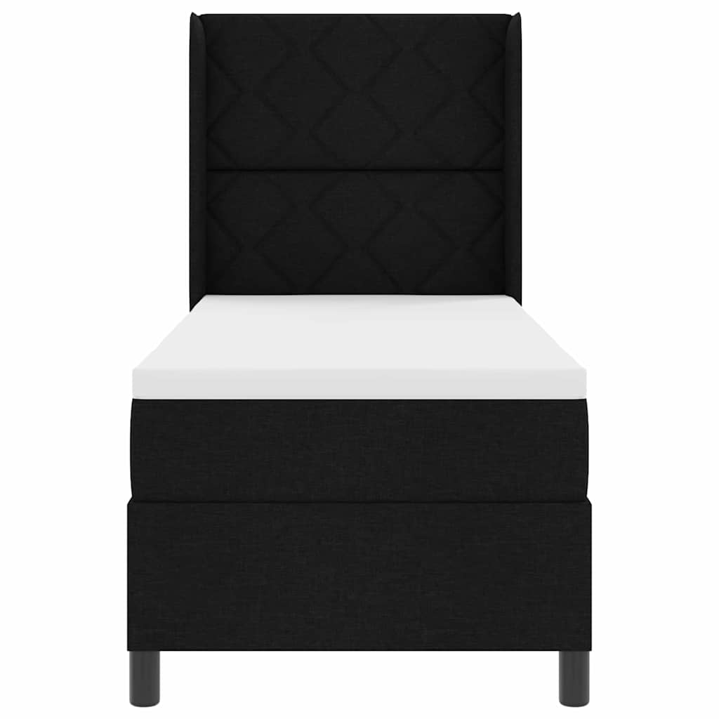 LED Boxspringbett mit Kopfteil Schwarz 80 x 200 cm Stoff