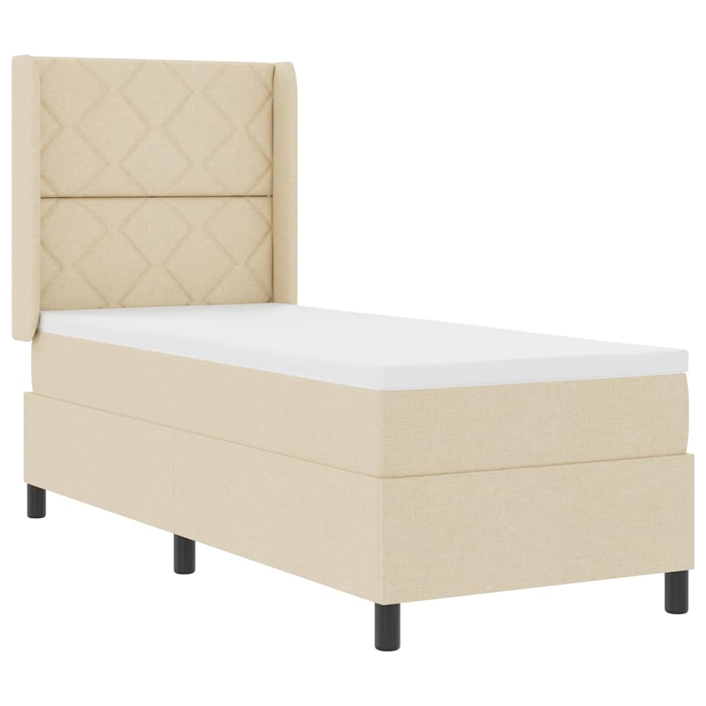 LED Boxspringbett mit Kopfteil Creme 80 x 200 cm Stoff