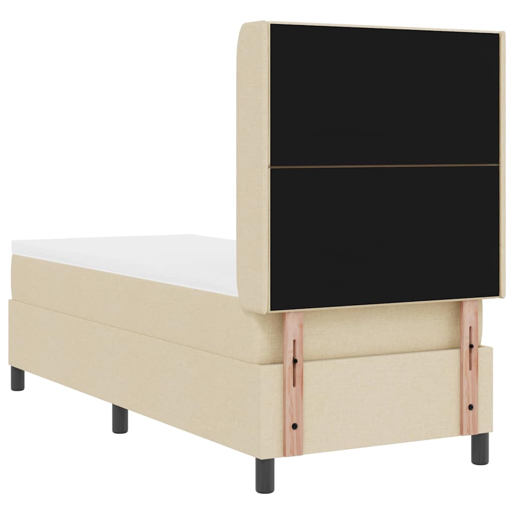 LED Boxspringbett mit Kopfteil Creme 80 x 200 cm Stoff