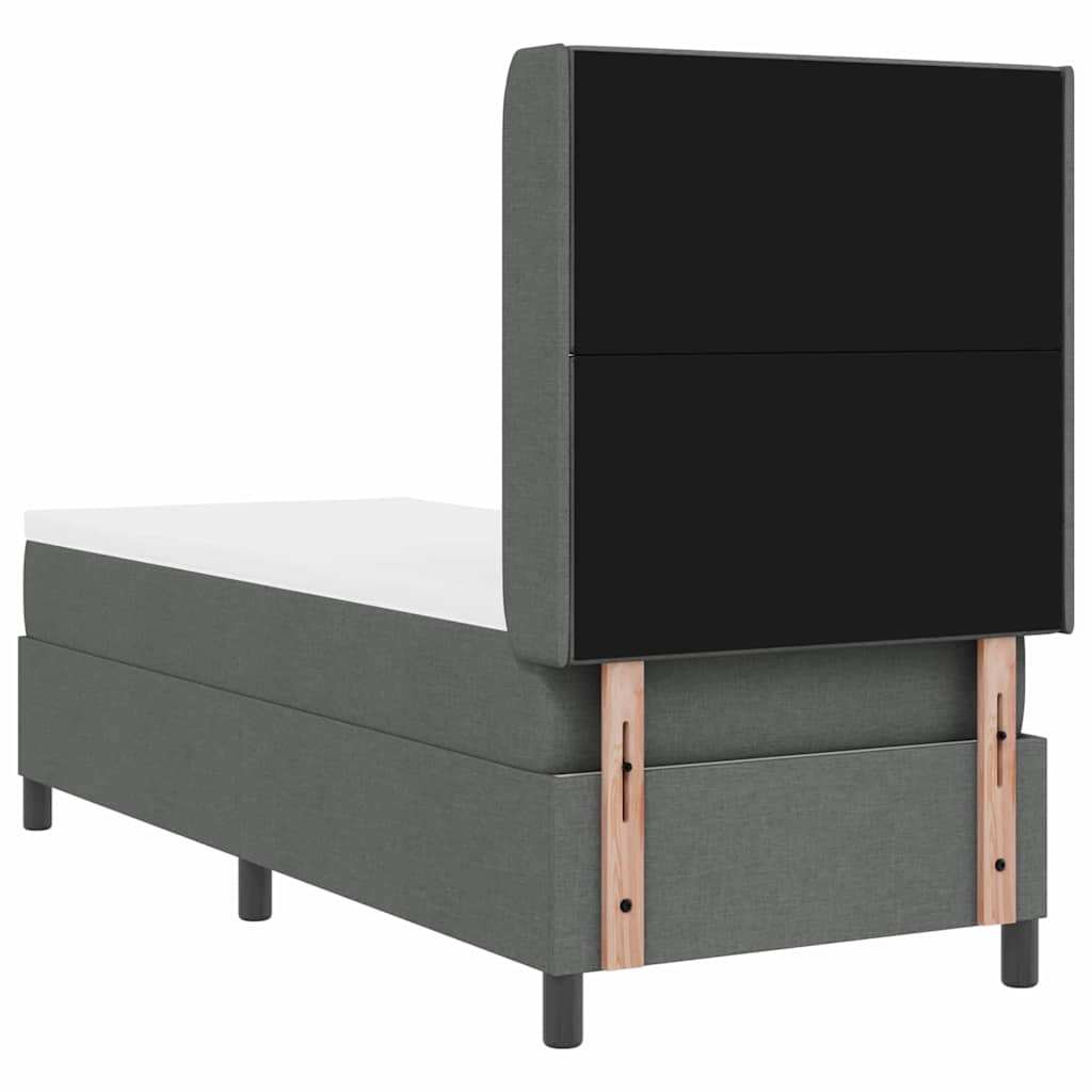 LED Boxspringbett mit Kopfteil Dunkelgrau 90 x 190 cm Stoff