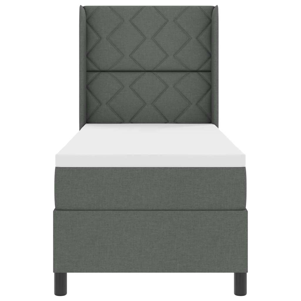 LED Boxspringbett mit Kopfteil Dunkelgrau 90 x 190 cm Stoff