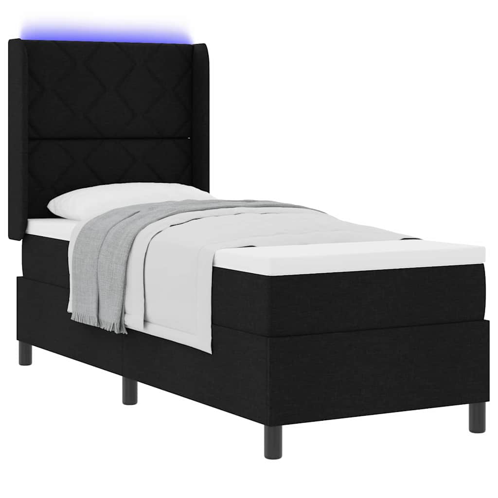 Boxspringbett mit Matratze Schwarz 90 x 190 cm Stoff