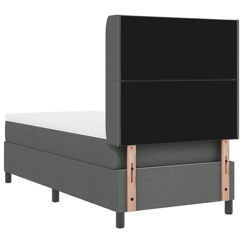 LED Boxspringbett mit Kopfteil Dunkelgrau 90 x 200 cm Stoff