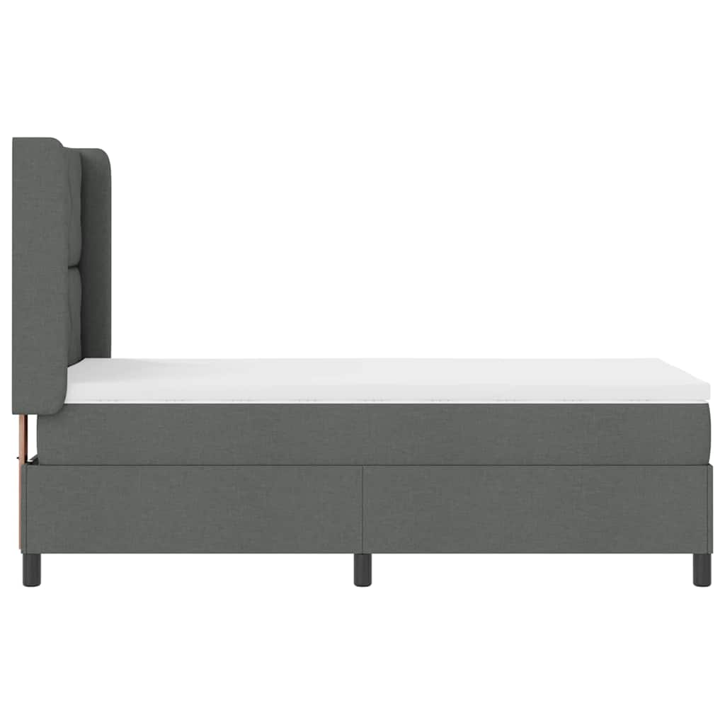 LED Boxspringbett mit Kopfteil Dunkelgrau 90 x 200 cm Stoff