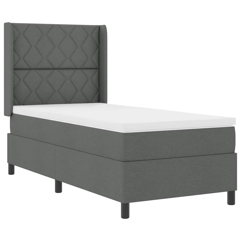 LED Boxspringbett mit Kopfteil Dunkelgrau 100 x 200 cm Stoff
