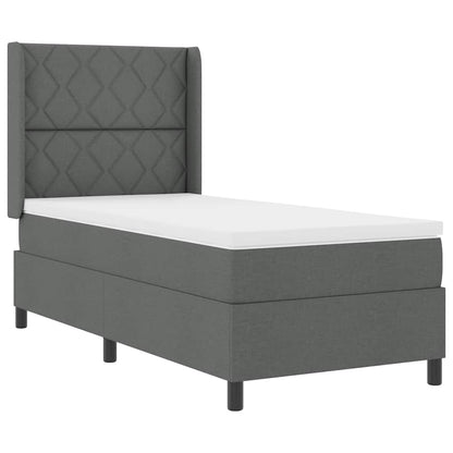 LED Boxspringbett mit Kopfteil Dunkelgrau 100 x 200 cm Stoff