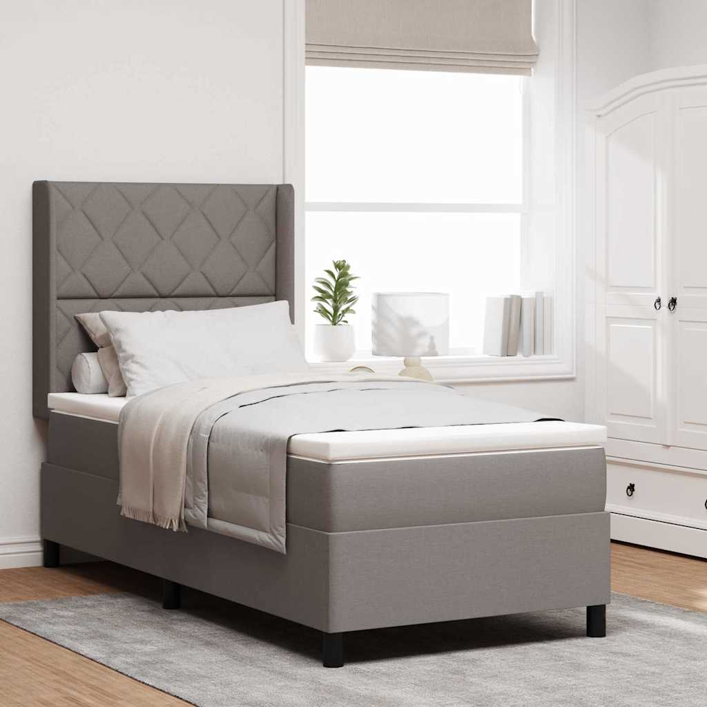 LED Boxspringbett mit Kopfteil Taupe 100 x 200 cm Stoff