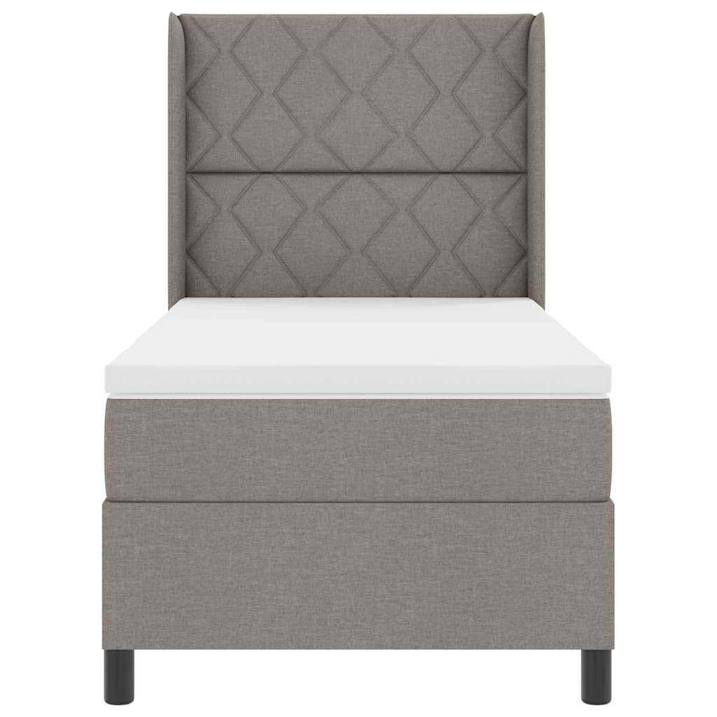 LED Boxspringbett mit Kopfteil Taupe 100 x 200 cm Stoff