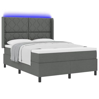 LED Boxspringbett mit Kopfteil Dunkelgrau 140 x 190 cm Stoff