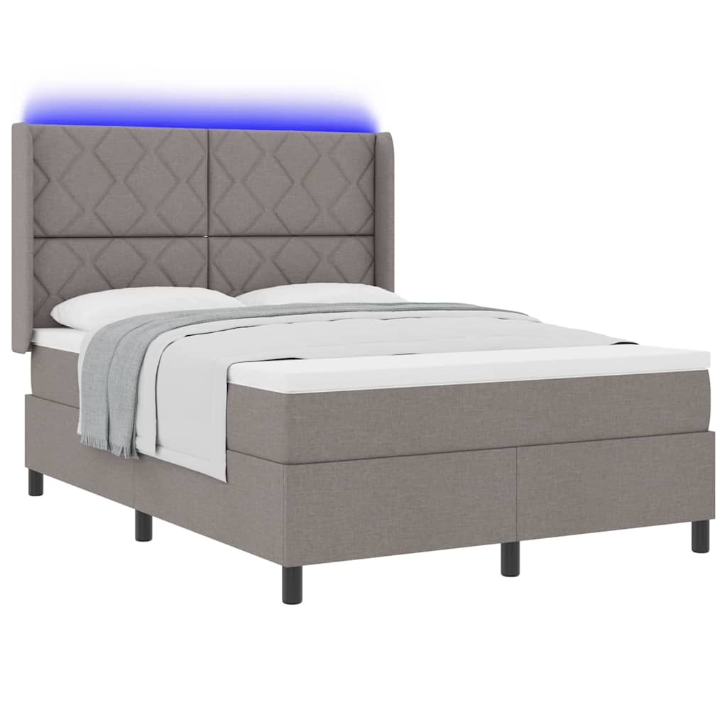Boxspringbett mit Matratze Taupe 140 x 190 cm Stoff