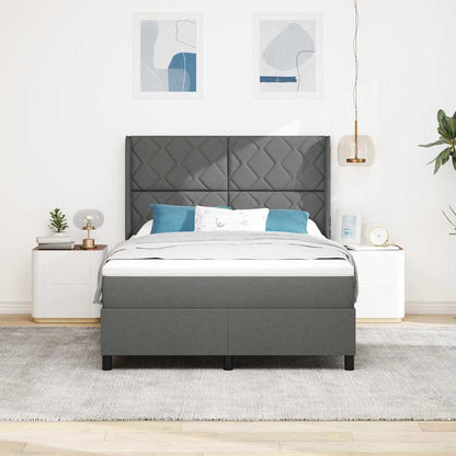 LED Boxspringbett mit Kopfteil Dunkelgrau 140 x 200 cm Stoff