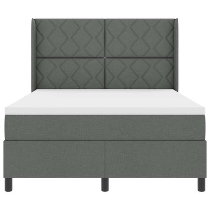 LED Boxspringbett mit Kopfteil Dunkelgrau 140 x 200 cm Stoff