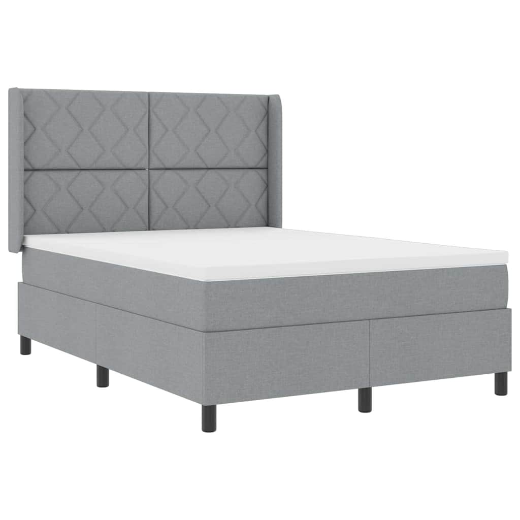 LED Boxspringbett mit Kopfteil Hellgrau 160 x 200 cm Stoff
