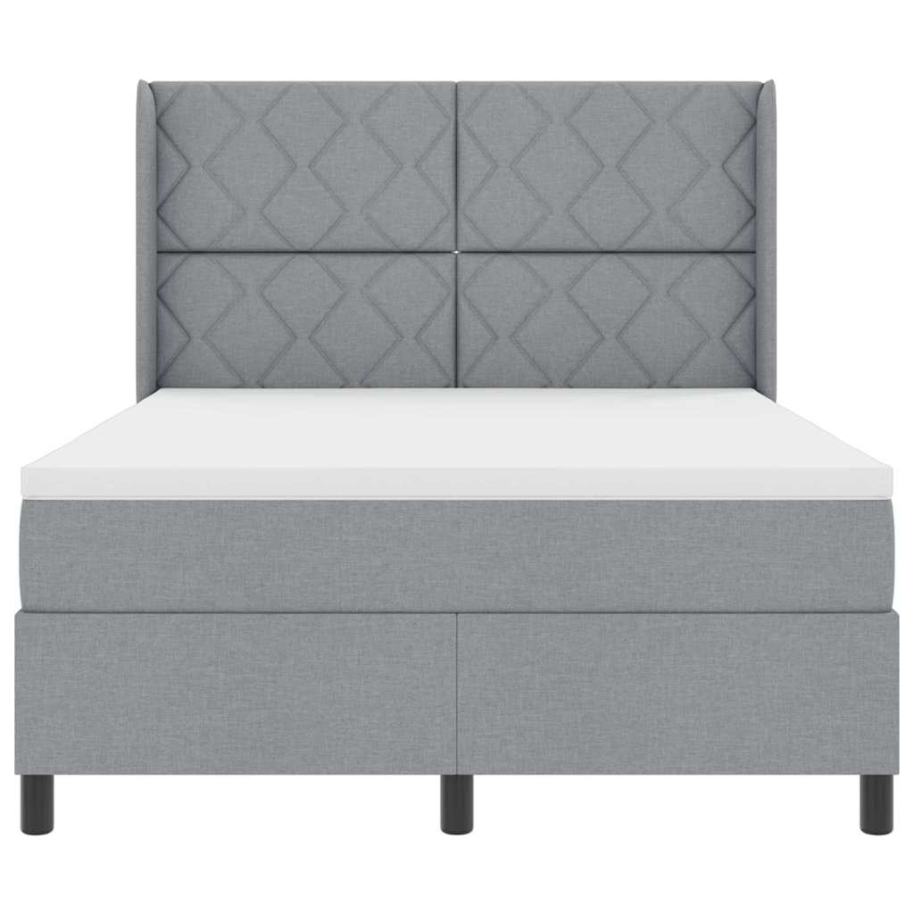 LED Boxspringbett mit Kopfteil Hellgrau 160 x 200 cm Stoff