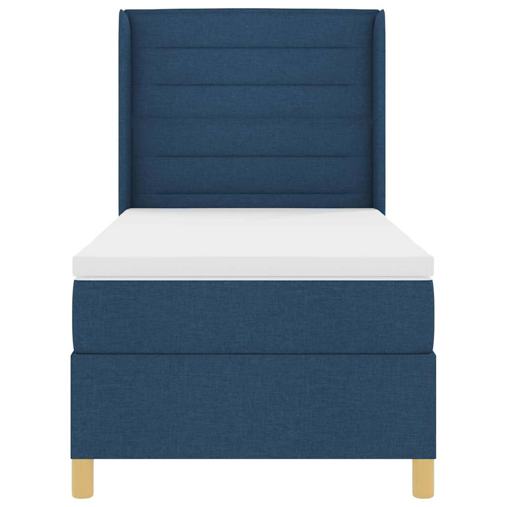Boxspringbett mit LED-Lichtleisten Blau 90 x 190 cm Stoff
