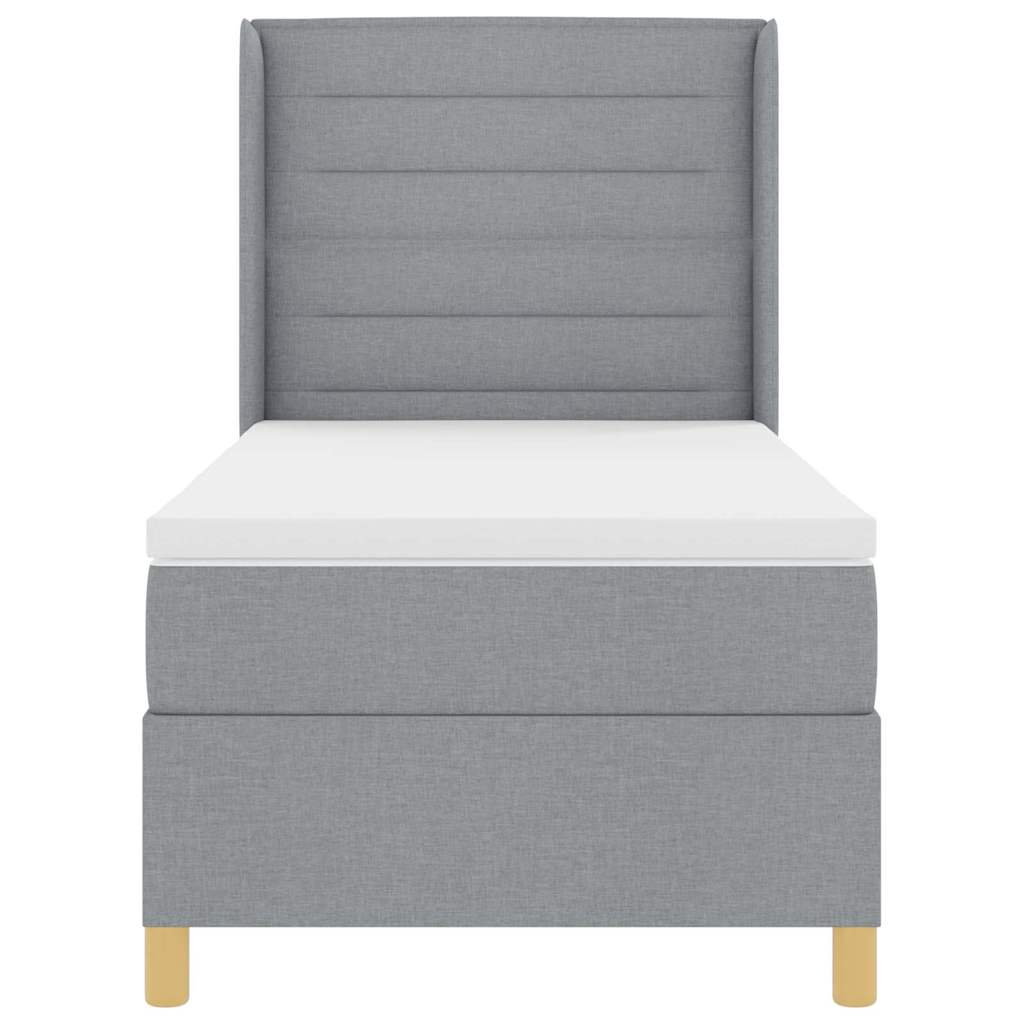 Boxspringbett mit LED-Lichtleisten Hellgrau 90 x 200 cm Stoff