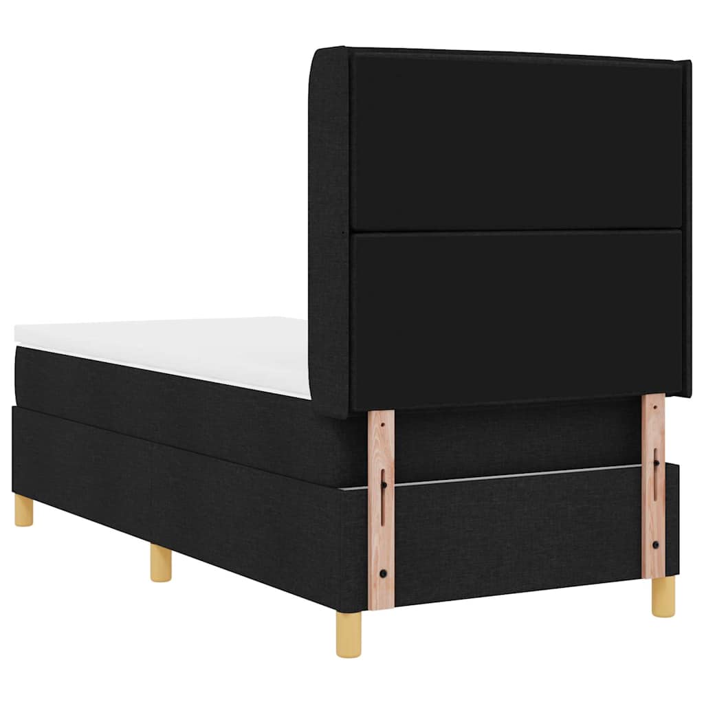 Boxspringbett mit LED-Lichtleisten Schwarz 90 x 200 cm Stoff