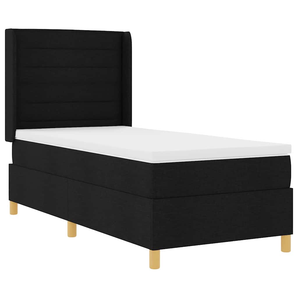 Boxspringbett mit LED-Lichtleisten Schwarz 100 x 200 cm Stoff