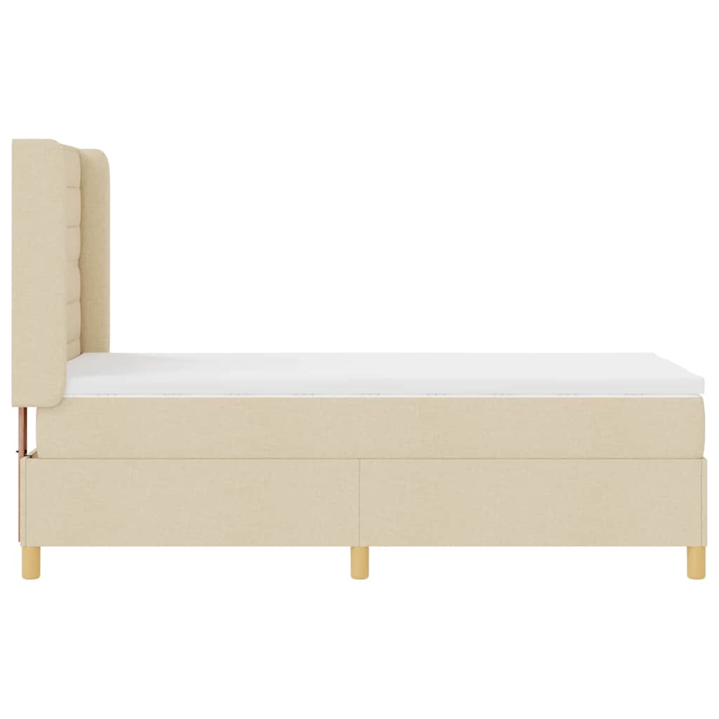 Boxspringbett mit LED-Lichtleisten Creme 100 x 200 cm Stoff