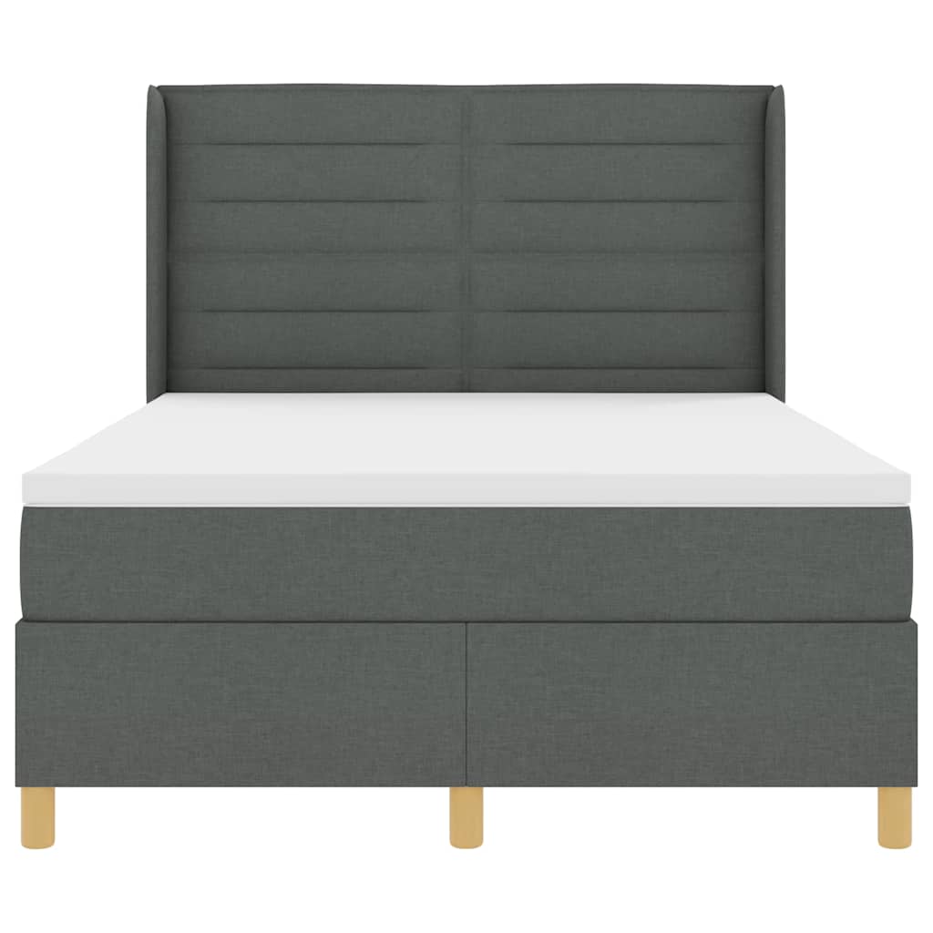 Boxspringbett mit LED-Lichtleisten Grau 140 x 190 cm Stoff