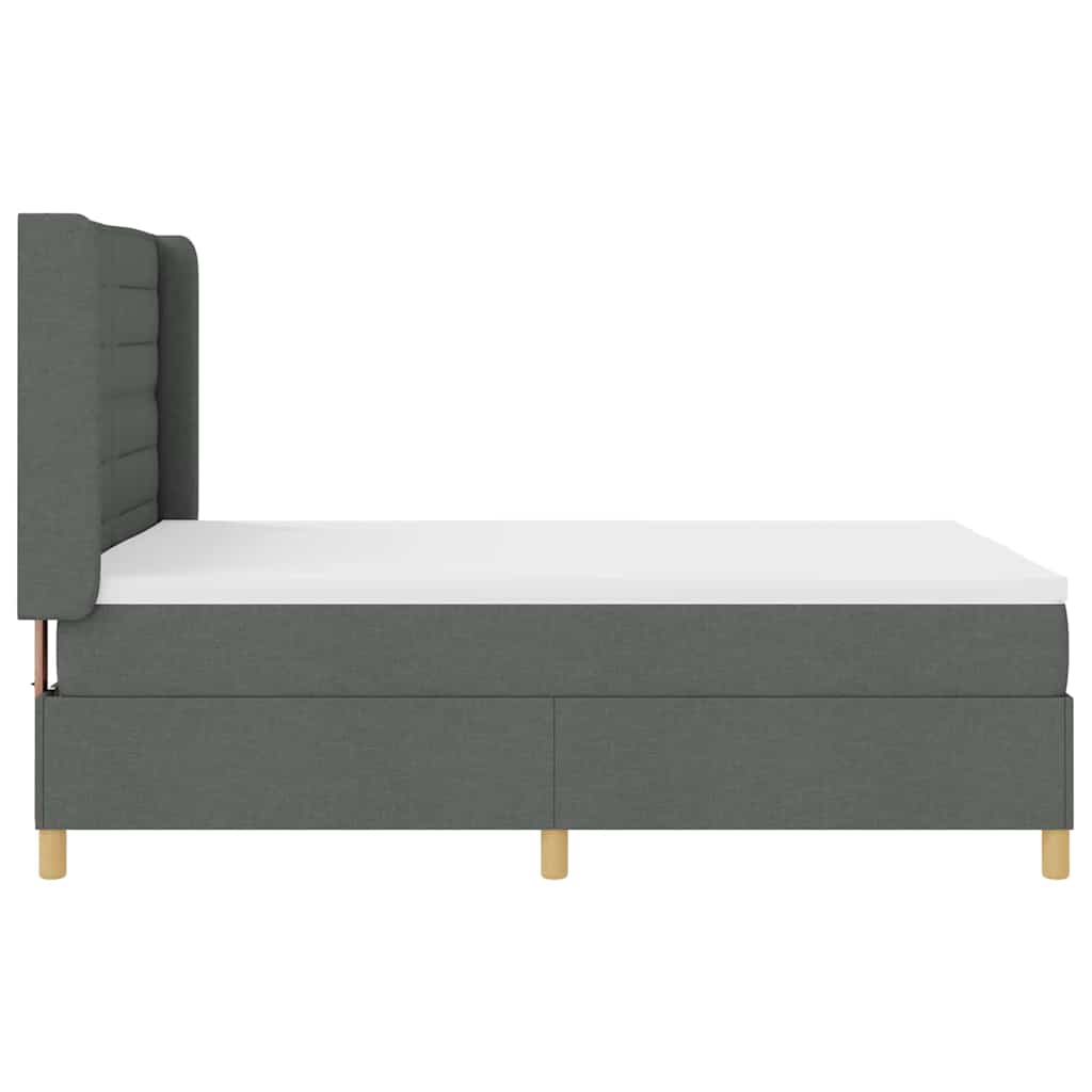 Boxspringbett mit LED-Lichtleisten Grau 140 x 190 cm Stoff