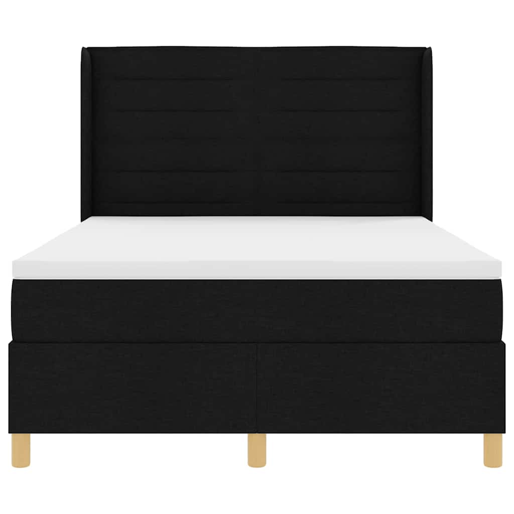 Boxspringbett mit LED-Lichtleisten Schwarz 140 x 190 cm Stoff