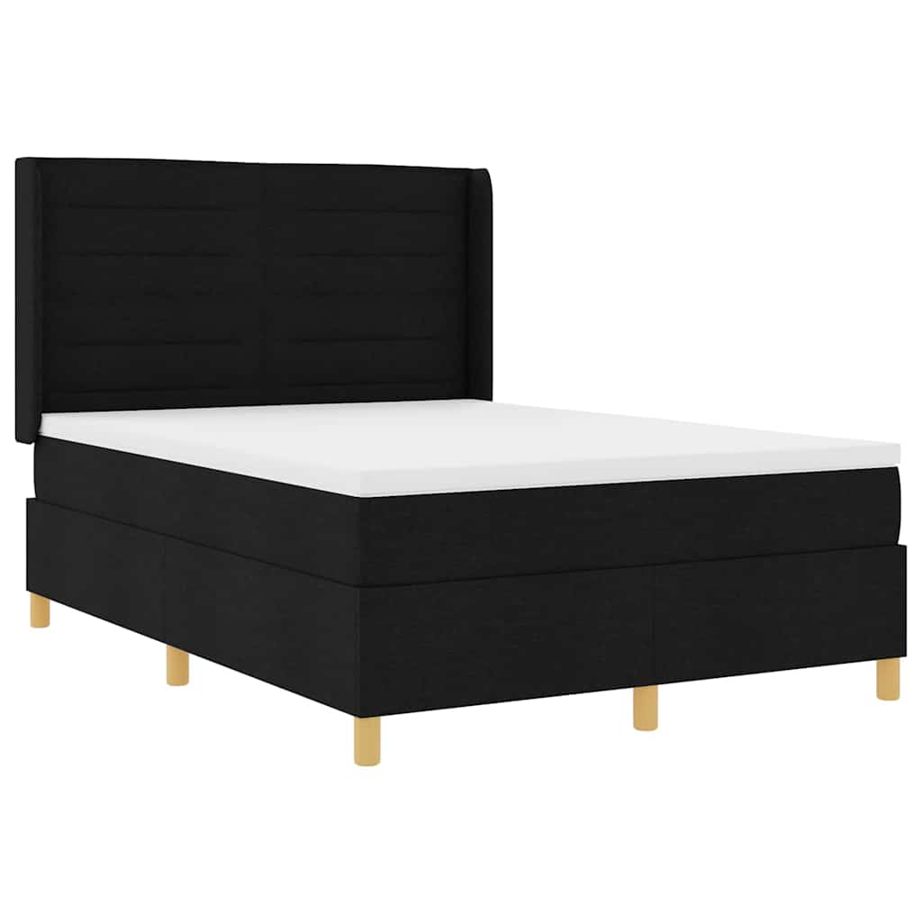 Boxspringbett mit LED-Lichtleisten Schwarz 140 x 200 cm Stoff