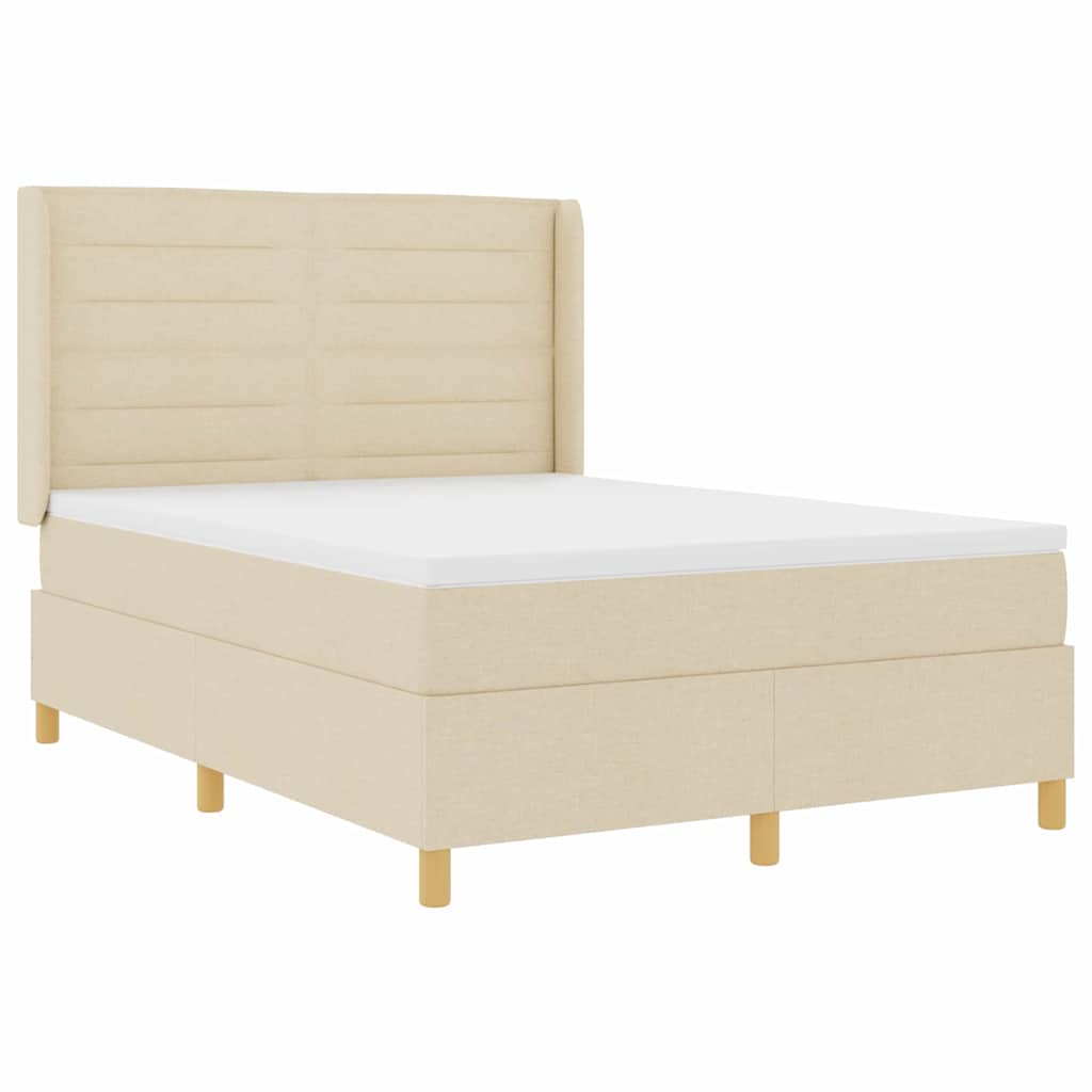 Boxspringbett mit LED-Lichtleisten Creme 140 x 200 cm Stoff
