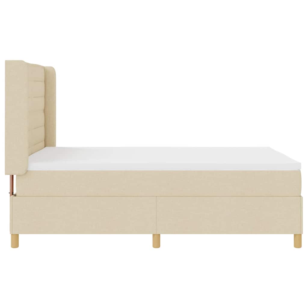 Boxspringbett mit LED-Lichtleisten Creme 140 x 200 cm Stoff