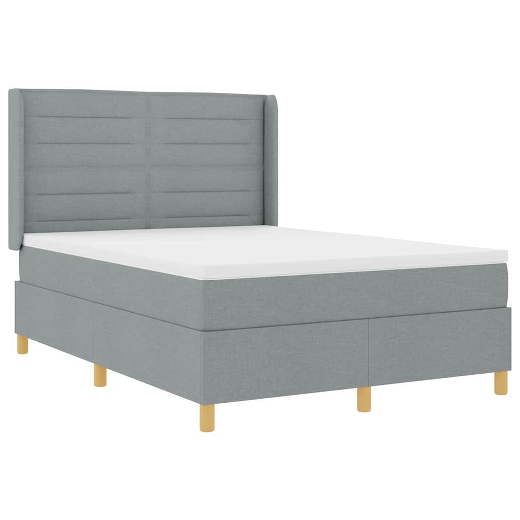Boxspringbett mit LED-Lichtleisten Hellgrau 160 x 200 cm Stoff