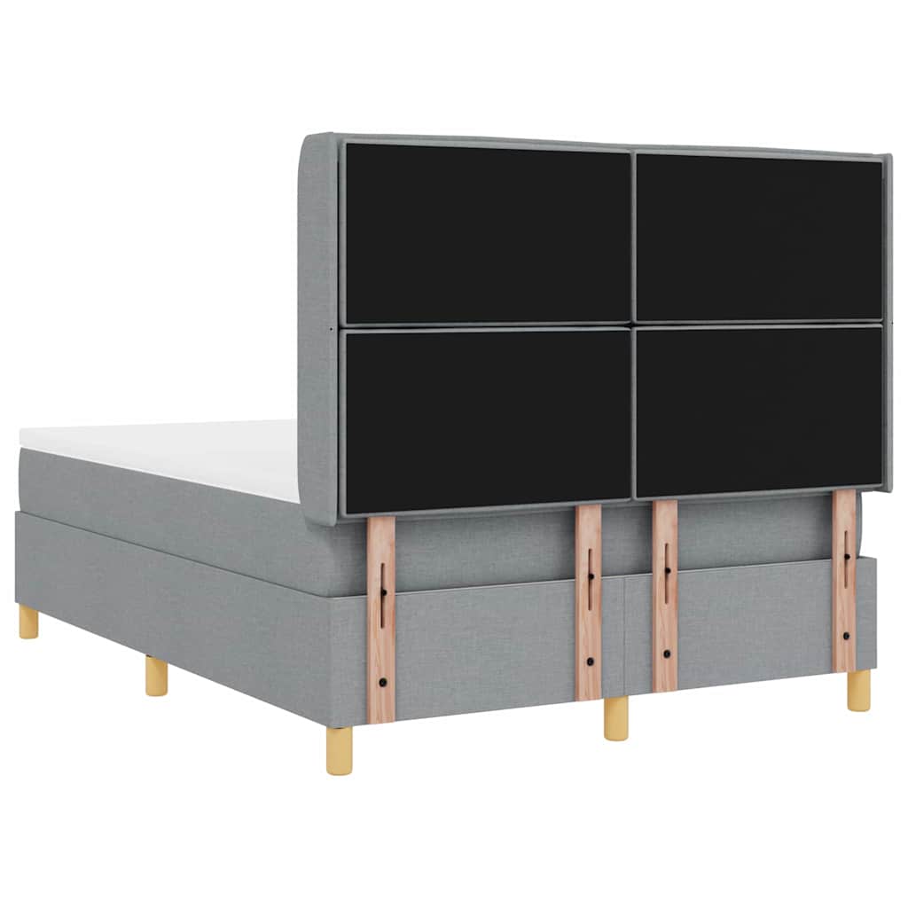 Boxspringbett mit LED-Lichtleisten Hellgrau 160 x 200 cm Stoff