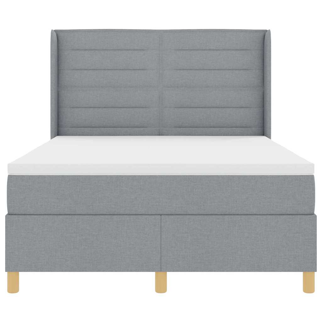 Boxspringbett mit LED-Lichtleisten Hellgrau 160 x 200 cm Stoff