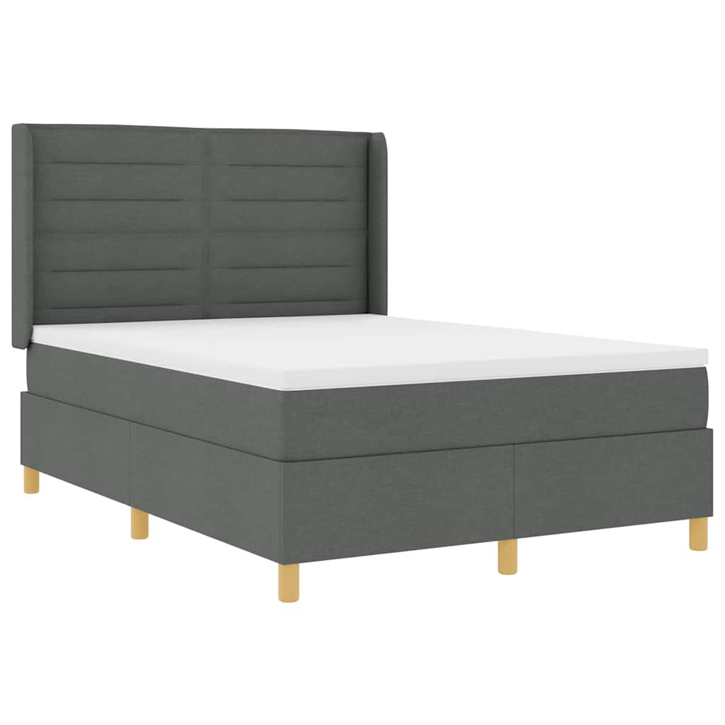 Boxspringbett mit LED-Lichtleisten Grau 160 x 200 cm Stoff