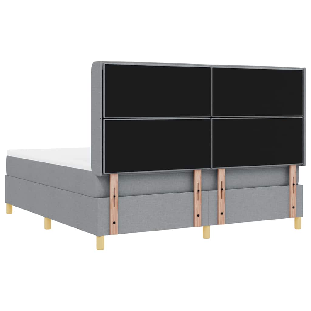 Boxspringbett mit LED-Lichtleisten Hellgrau 180 x 200 cm Stoff