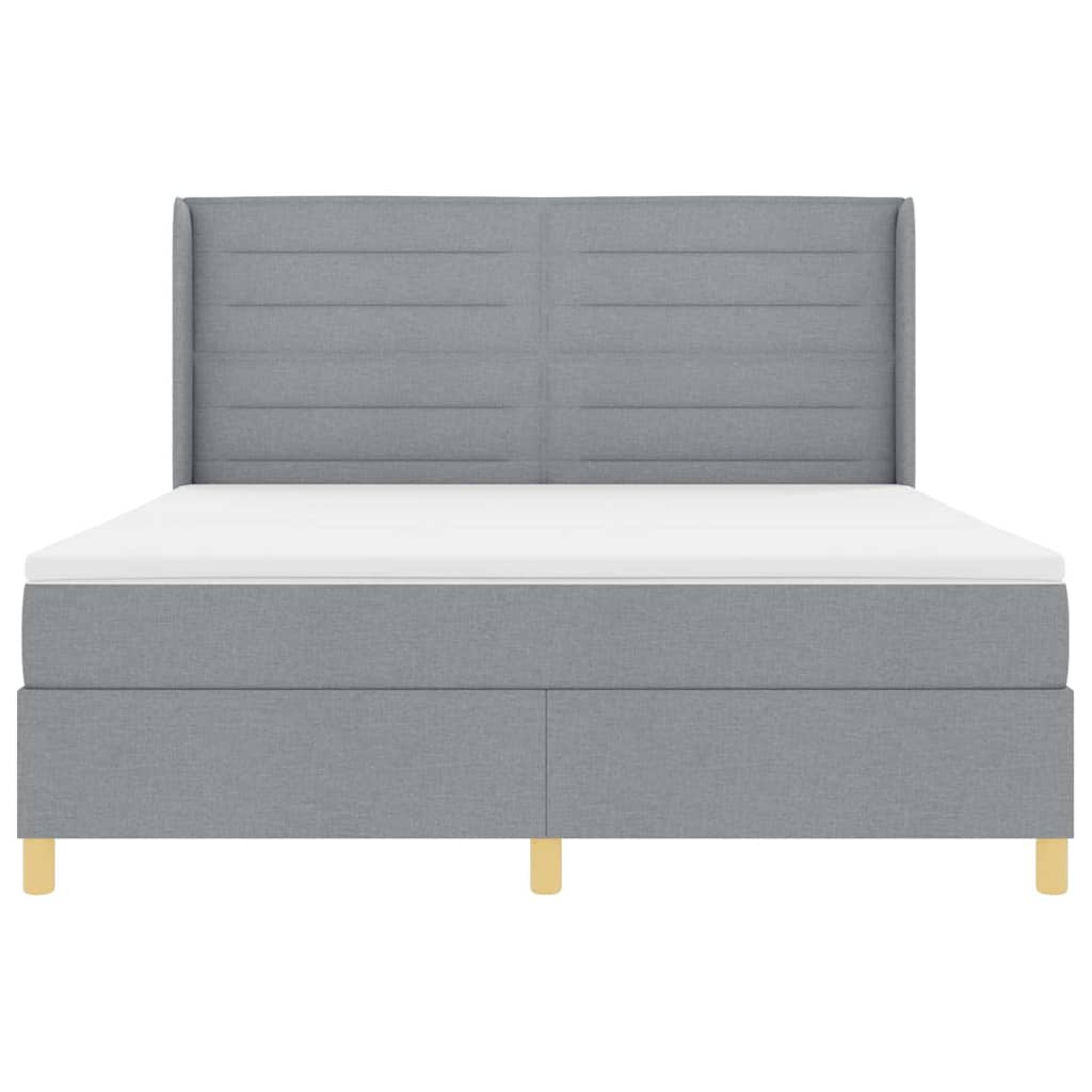 Boxspringbett mit LED-Lichtleisten Hellgrau 180 x 200 cm Stoff