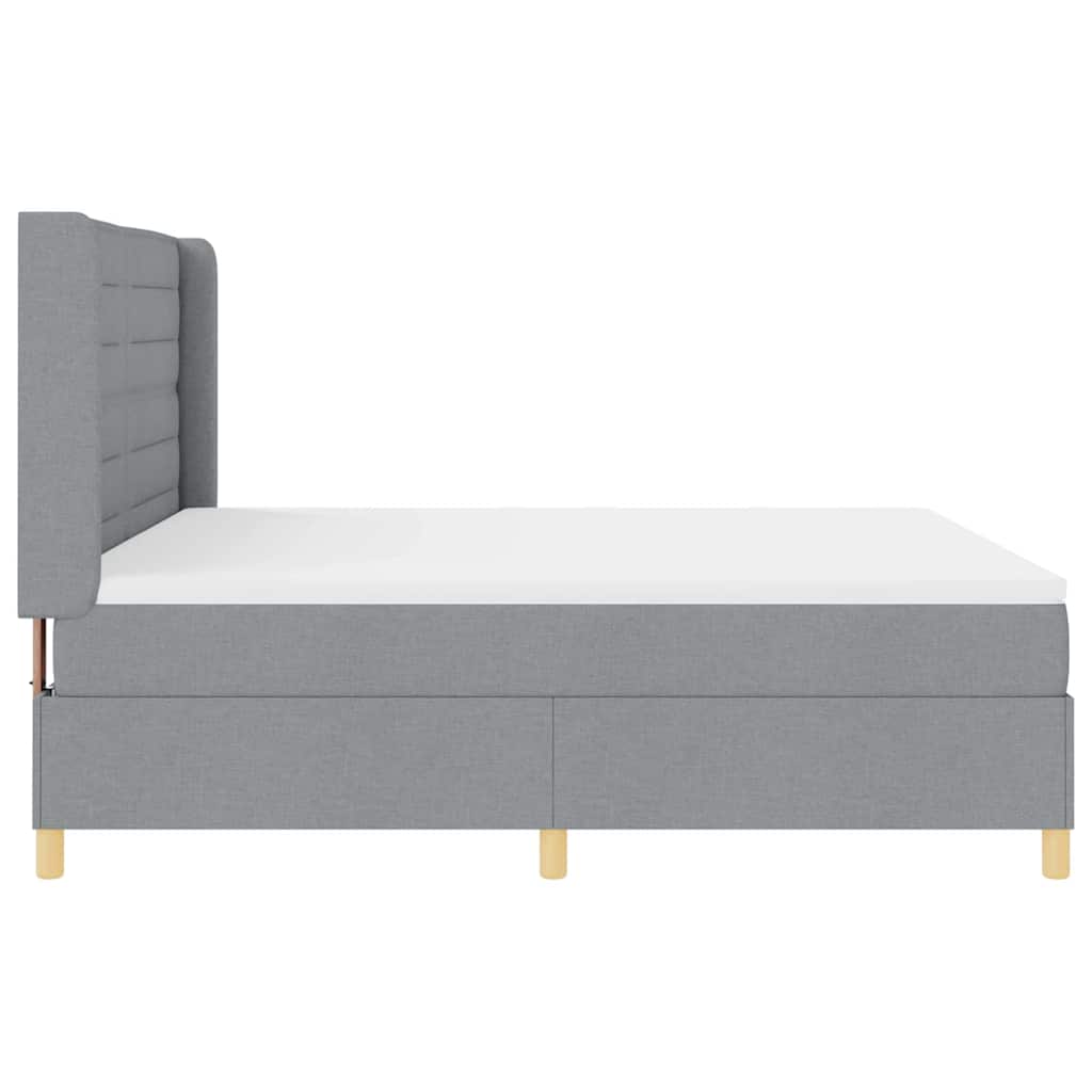 Boxspringbett mit LED-Lichtleisten Hellgrau 180 x 200 cm Stoff