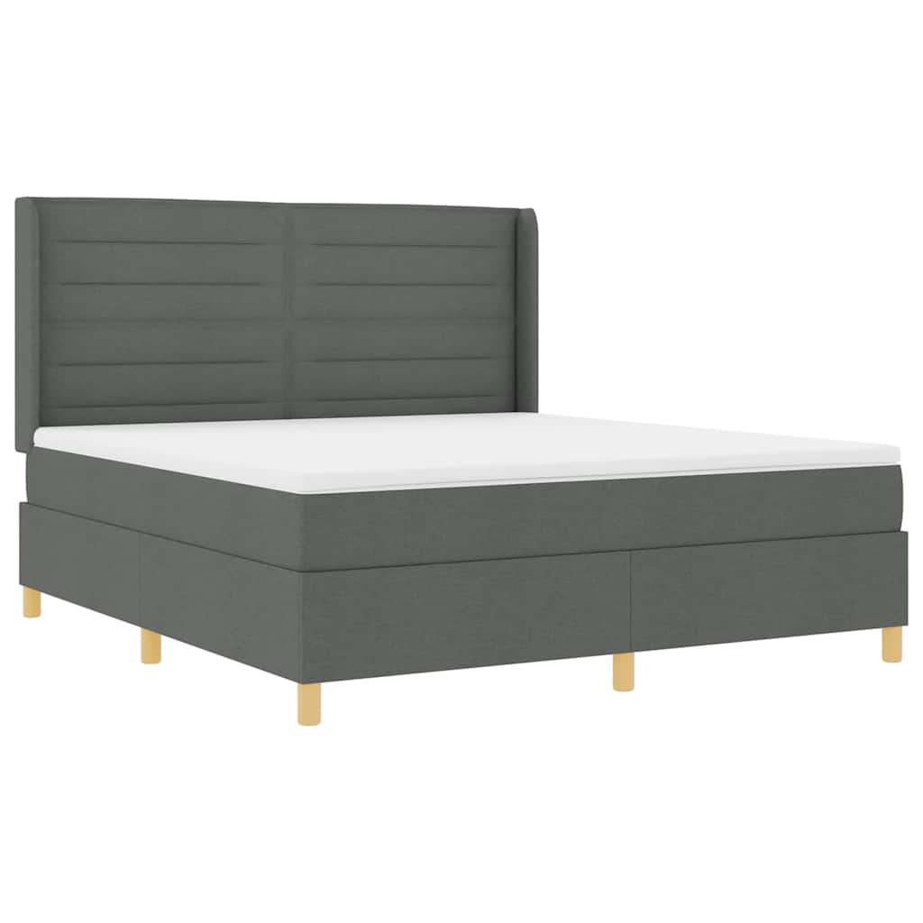 Boxspringbett mit LED-Lichtleisten Grau 180 x 200 cm Stoff
