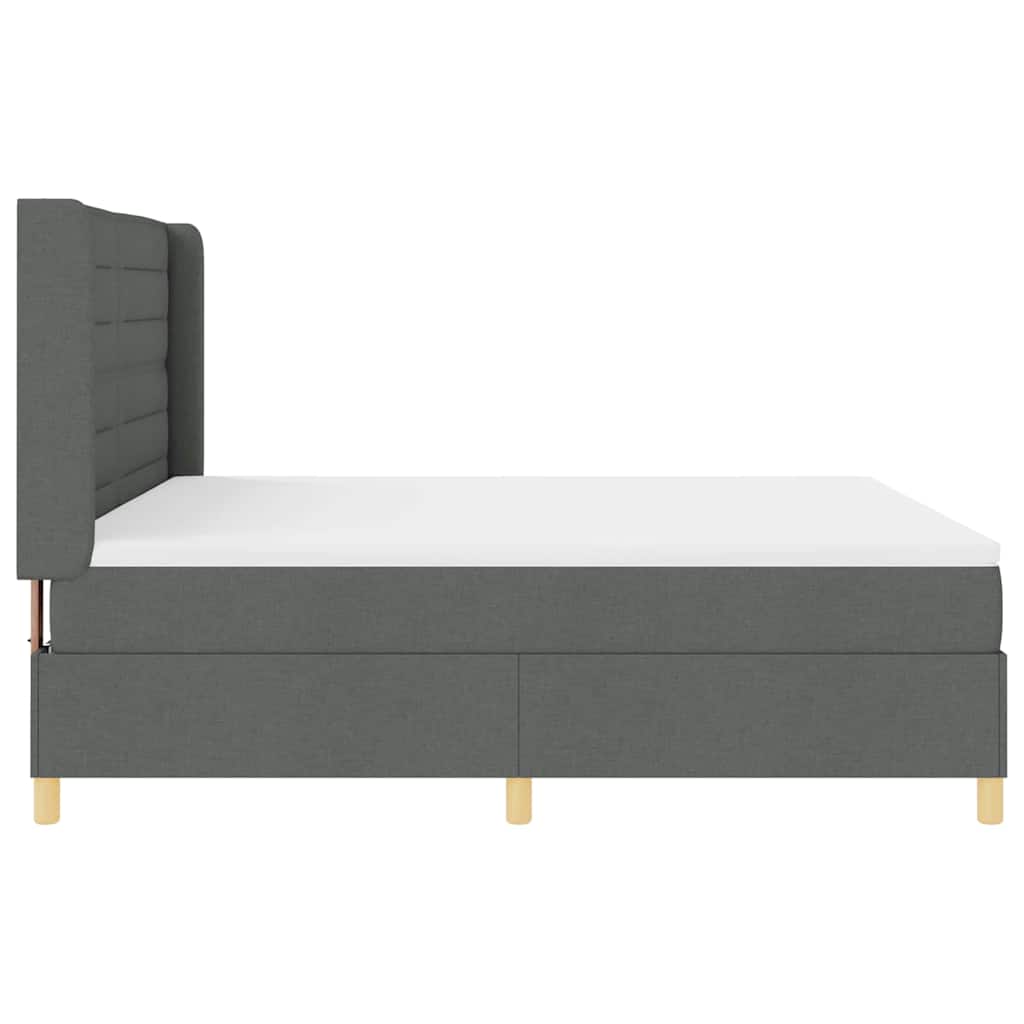 Boxspringbett mit LED-Lichtleisten Grau 180 x 200 cm Stoff