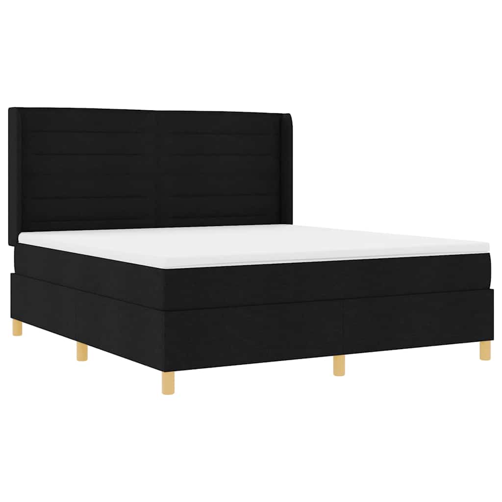 Boxspringbett mit LED-Lichtleisten Schwarz 180 x 200 cm Stoff