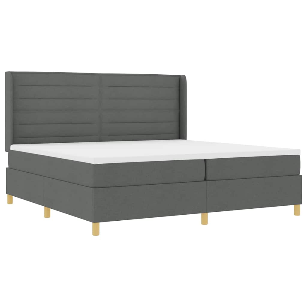 Boxspringbett mit Matratze mit LED Grau 200 x 200 cm Stoff